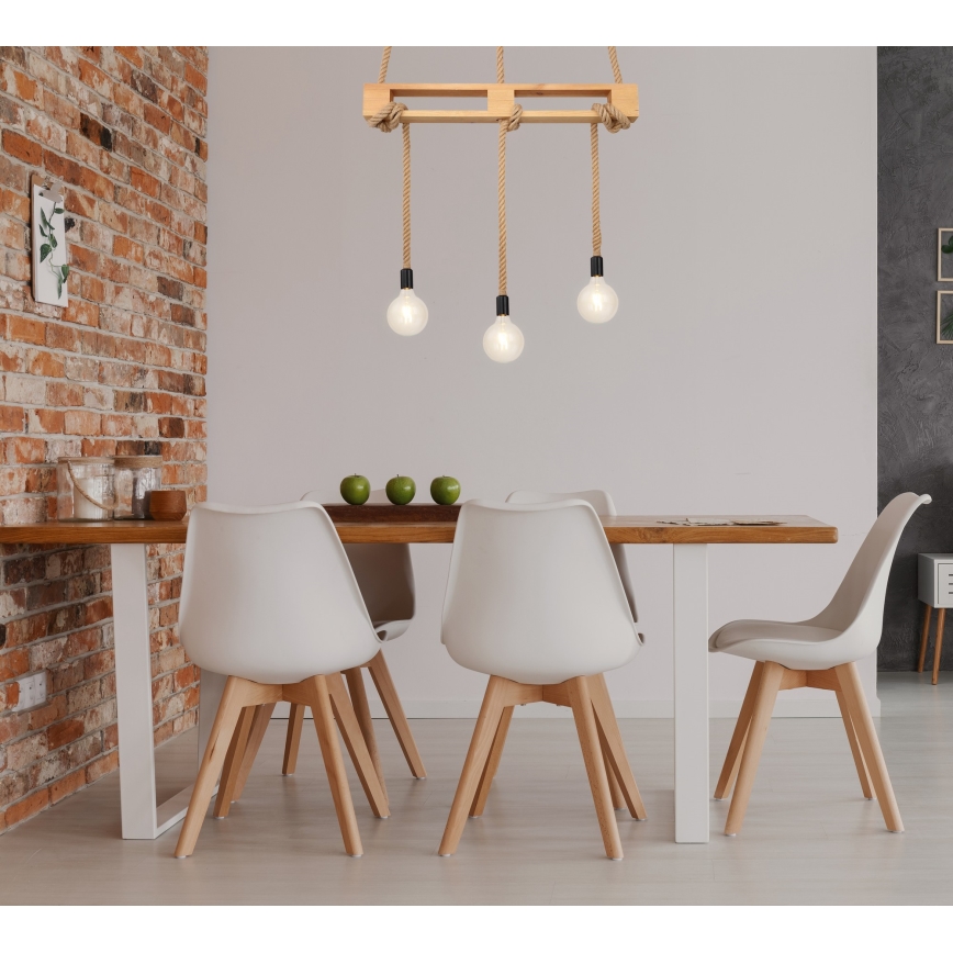Globo - Candelabro suspenso 3xE27/60W/230V pinho
