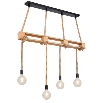 Globo - Candelabro suspenso 4xE27/60W/230V pinho