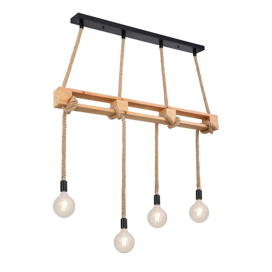 Globo - Candelabro suspenso 4xE27/60W/230V pinho