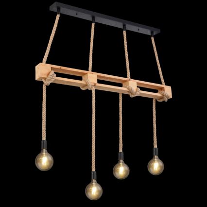 Globo - Candelabro suspenso 4xE27/60W/230V pinho