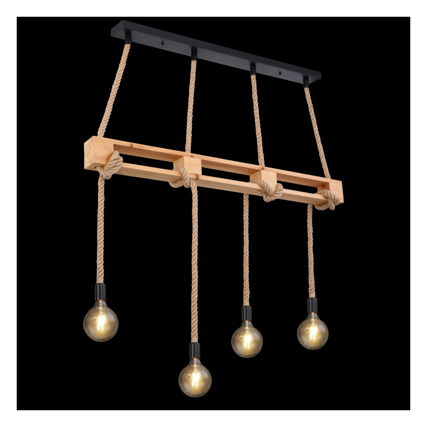 Globo - Candelabro suspenso 4xE27/60W/230V pinho