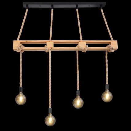 Globo - Candelabro suspenso 4xE27/60W/230V pinho