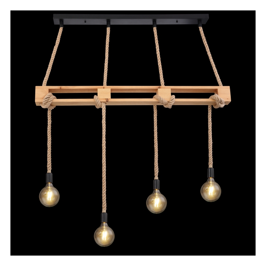 Globo - Candelabro suspenso 4xE27/60W/230V pinho