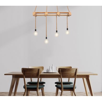 Globo - Candelabro suspenso 4xE27/60W/230V pinho