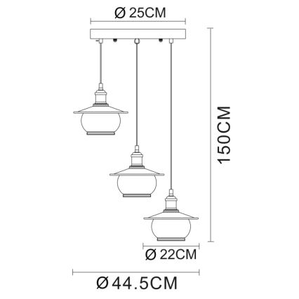 Globo - Luz pendente 3xE27/60W/230V