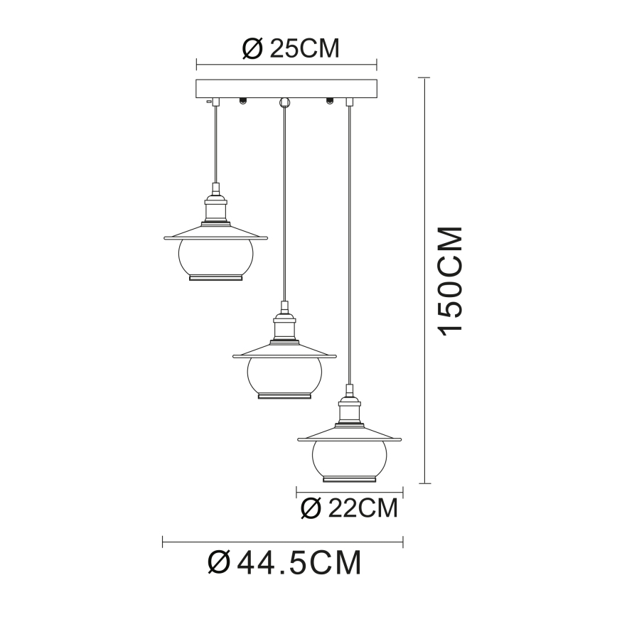 Globo - Luz pendente 3xE27/60W/230V