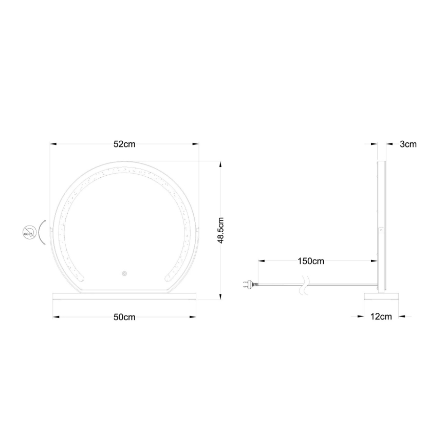 Globo - Espelho LED regulável com retroiluminação LED/10W/230V 2700/4000/6500K 12x48,5 cm