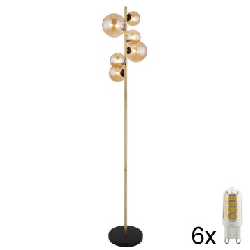 Globo - Candeeiro de chão LED 6xG9/3W/230V latão