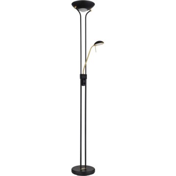 Globo - Candeeiro de chão LED com regulação LED/20W/230V + LED/5,5W 3000K preto/dourado