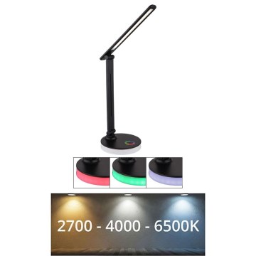 Globo - Candeeiro de mesa LED RGBW táctil com regulação LED/5W/230V + LED/2W 2700K/4000K/6500K preto