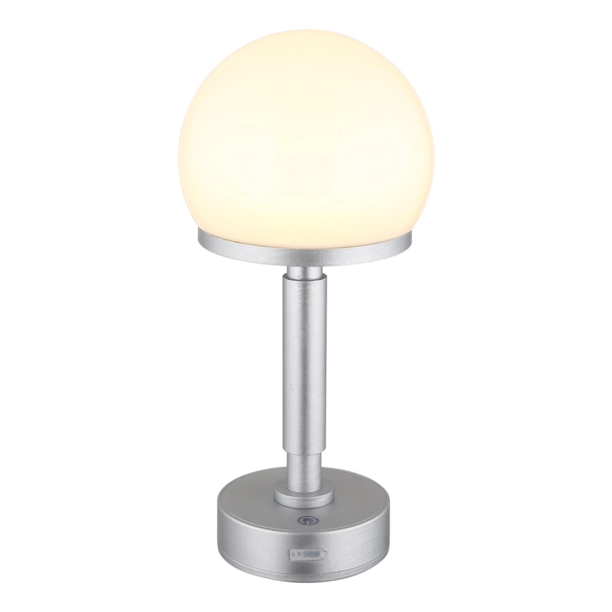 Globo - Candeeiro de mesa LED tátil com regulação LED/2,5W/5V 1800mAh 2800K prateado