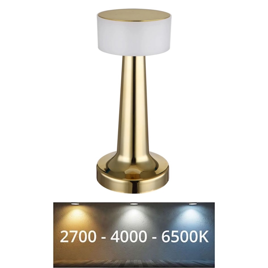 Globo - Candeeiro de mesa táctil LED com regulação LED/1W/3,7V 2700K/4000K/6500K 800 mAh USB dourado