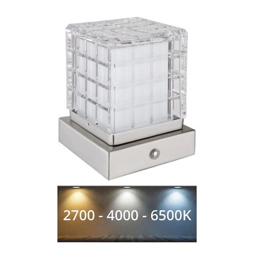 Globo - Candeeiro de mesa táctil LED com regulação LED/2,5W/3,7V 2700K/4000K/6500K 1800 mAh USB cromado mate