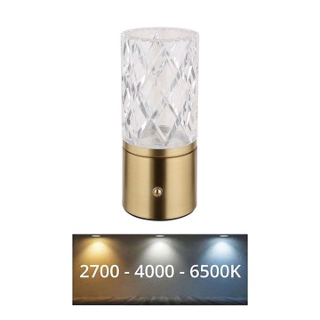 Globo - Candeeiro de mesa táctil LED com regulação LED/2,5W/3,7V 2700K/4000K/6500K 1800 mAh USB dourado
