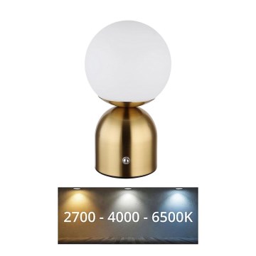 Globo - Candeeiro de mesa táctil LED com regulação LED/2,5W/3,7V 2700K/4000K/6500K 1800 mAh USB latão