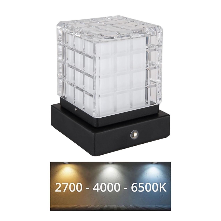 Globo - Candeeiro de mesa táctil LED com regulação LED/2,5W/3,7V 2700K/4000K/6500K 1800 mAh USB preto