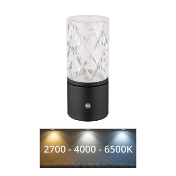 Globo - Candeeiro de mesa táctil LED com regulação LED/2,5W/3,7V 2700K/4000K/6500K 1800 mAh USB preto