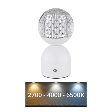 Globo - Candeeiro de mesa táctil LED com regulação LED/2W/5V 2700/4000/65000K 1800 mAh branco
