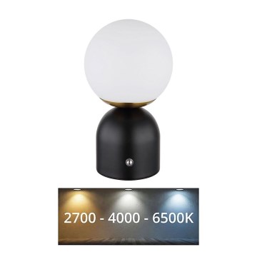 Globo - Candeeiro de mesa táctil LED com regulação LED/2W/5V 2700/4000/65000K 1800 mAh preto