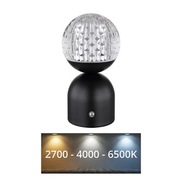 Globo - Candeeiro de mesa táctil LED com regulação LED/2W/5V 2700/4000/6500K 1800 mAh preto
