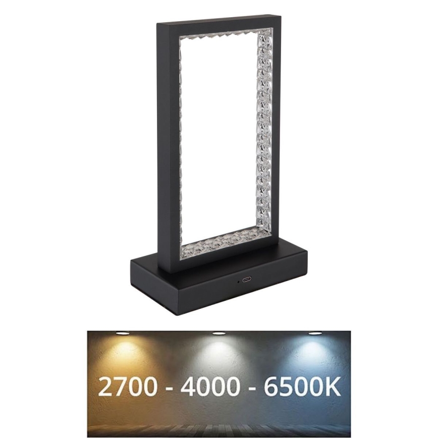 Globo - Candeeiro de mesa táctil LED com regulação LED/3W/3,7V 2700K/4000K/6500K 1800 mAh USB preto