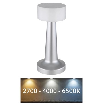 Globo - Candeeiro de mesa tátil LED com regulação LED/1W/3,7V 2700K/4000K/6500K 800 mAh USB cromado mate