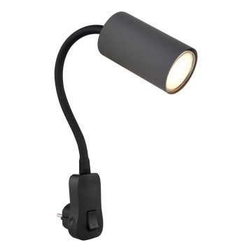Globo - Candeeiro de parede com tomada 1xGU10/35W/230V preto