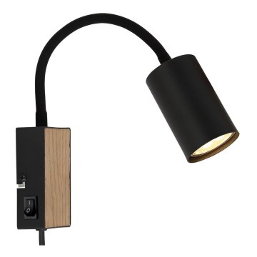 Globo - Candeeiro de parede flexível 1xGU10/35W/230V preto/castanho