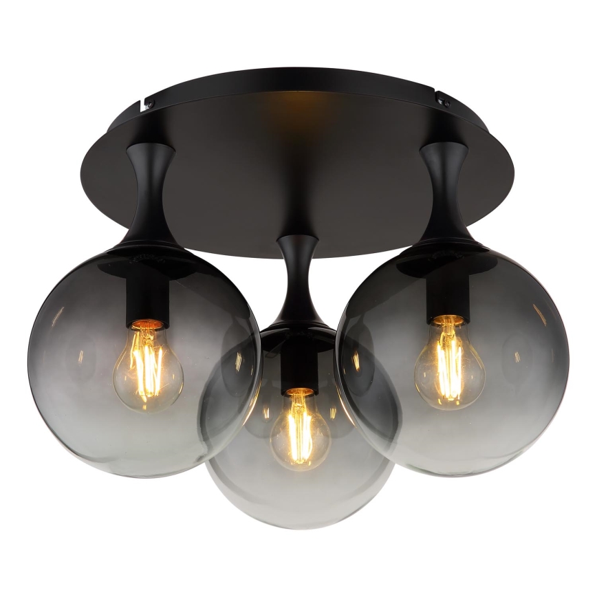 Globo - Candeeiro integrado 3xE27/10W/230V diâmetro 46 cm preto