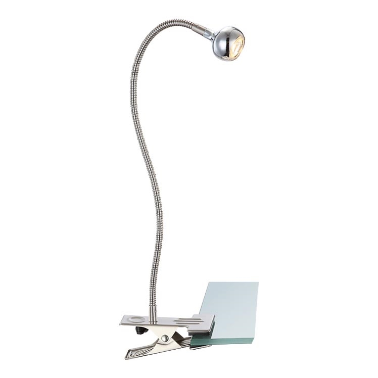 Globo - Candeeiro pequeno flexível LED com clipe LED/3W/230V cromado mate