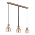 Globo - Candeeiro suspenso 3xE14/40W/230V castanho/fumado