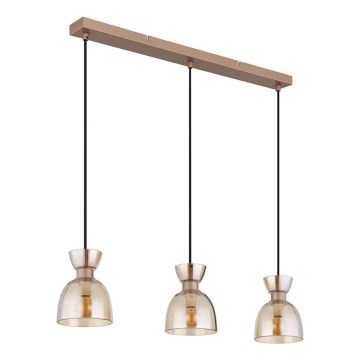 Globo - Candeeiro suspenso 3xE14/40W/230V castanho/fumado