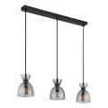 Globo - Candeeiro suspenso 3xE14/40W/230V preto/fumado