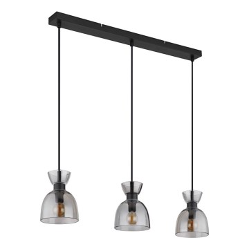 Globo - Candeeiro suspenso 3xE14/40W/230V preto/fumado