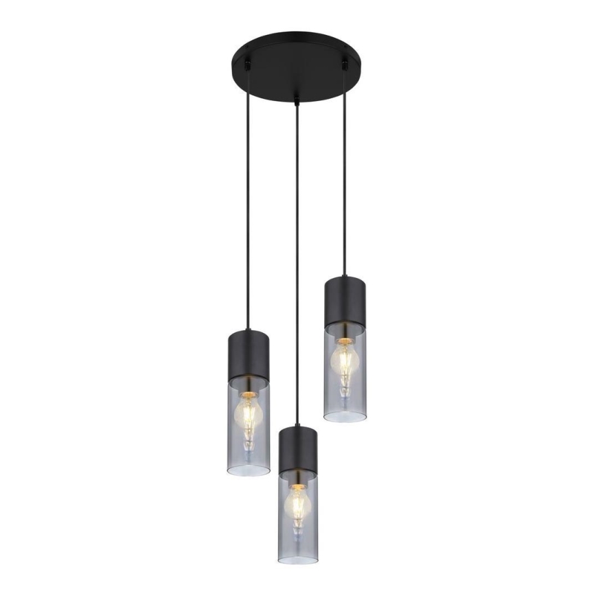 Globo - Candeeiro suspenso 3xE27/25W/230V diâmetro 30 cm preto