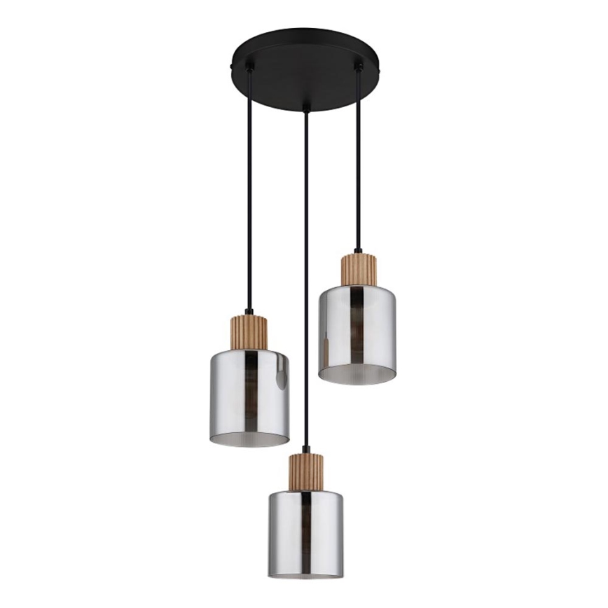 Globo - Candeeiro suspenso 3xE27/25W/230V preto diâmetro 30 cm