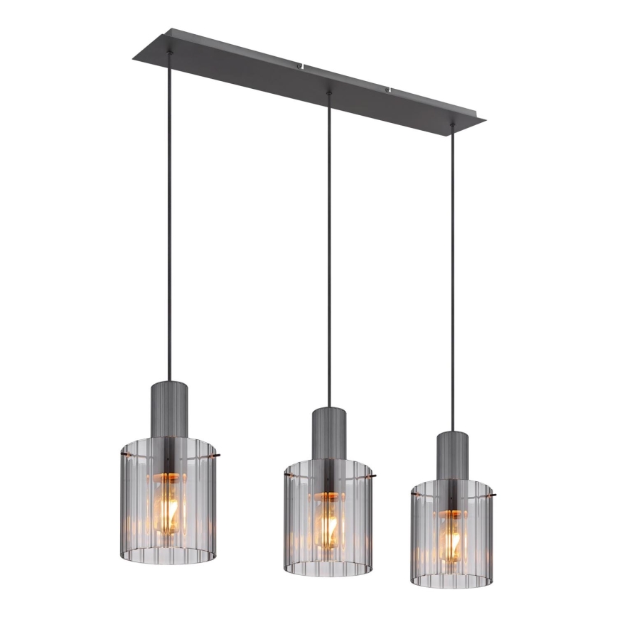 Globo - Candeeiro suspenso 3xE27/40W/230V cinzento