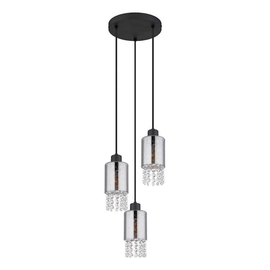 Globo - Candeeiro suspenso 3xE27/40W/230V diâmetro 25 cm preto