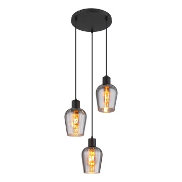 Globo - Candeeiro suspenso 3xE27/40W/230V diâmetro 28,5 cm preto