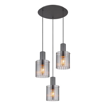 Globo - Candeeiro suspenso 3xE27/40W/230V diâmetro 48 cm cinzento
