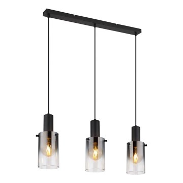 Globo - Candeeiro suspenso 3xE27/40W/230V preto