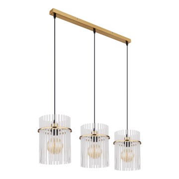 Globo - Candeeiro suspenso 3xE27/60W/230V dourado