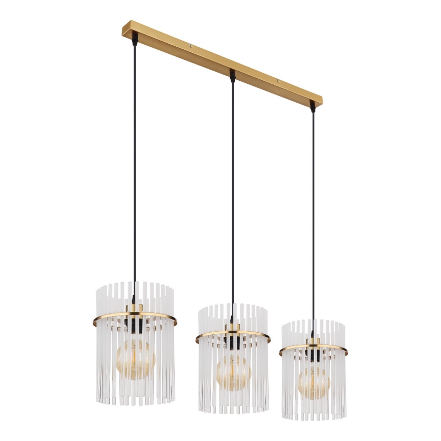 Globo - Candeeiro suspenso 3xE27/60W/230V dourado