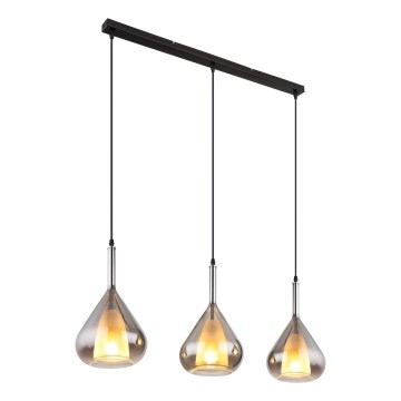 Globo - Candeeiro suspenso 3xE27/60W/230V preto