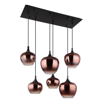 Globo - Candeeiro suspenso 6xE27/40W/230V castanho/fumado