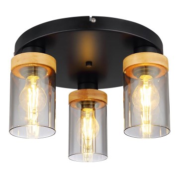 Globo - Candelabro integrado 3xE27/40W/230V metal/madeira