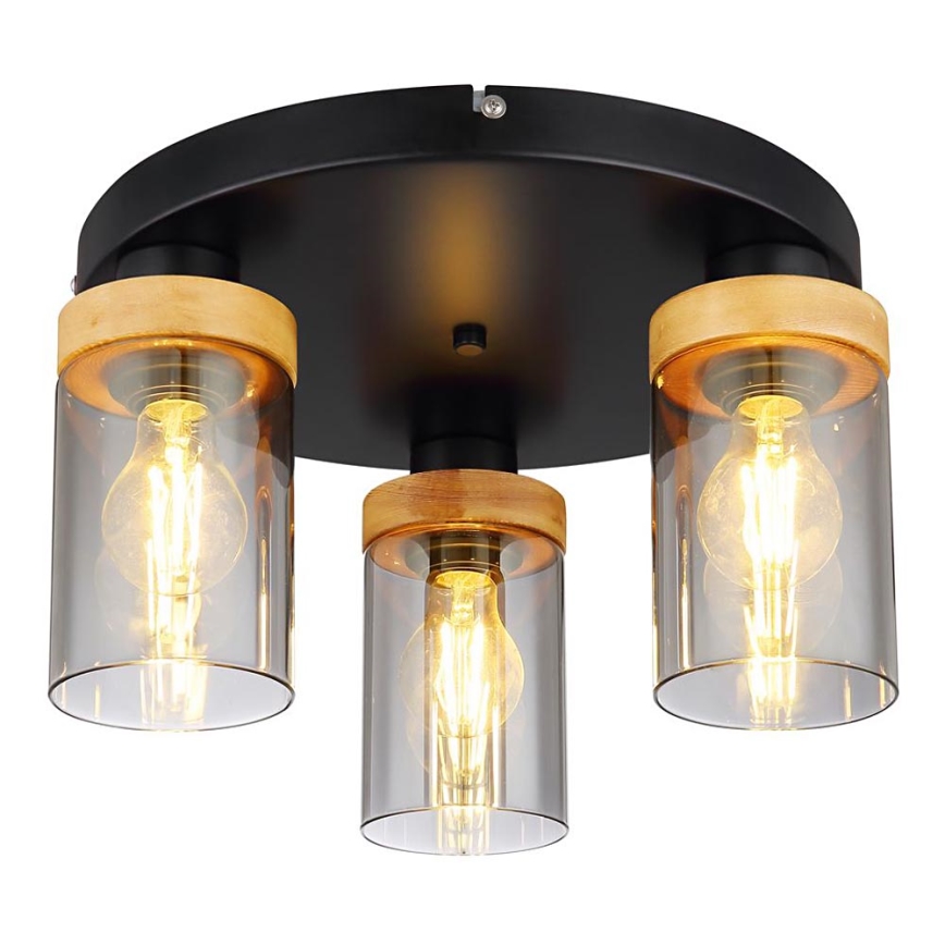 Globo - Candelabro integrado 3xE27/40W/230V metal/madeira