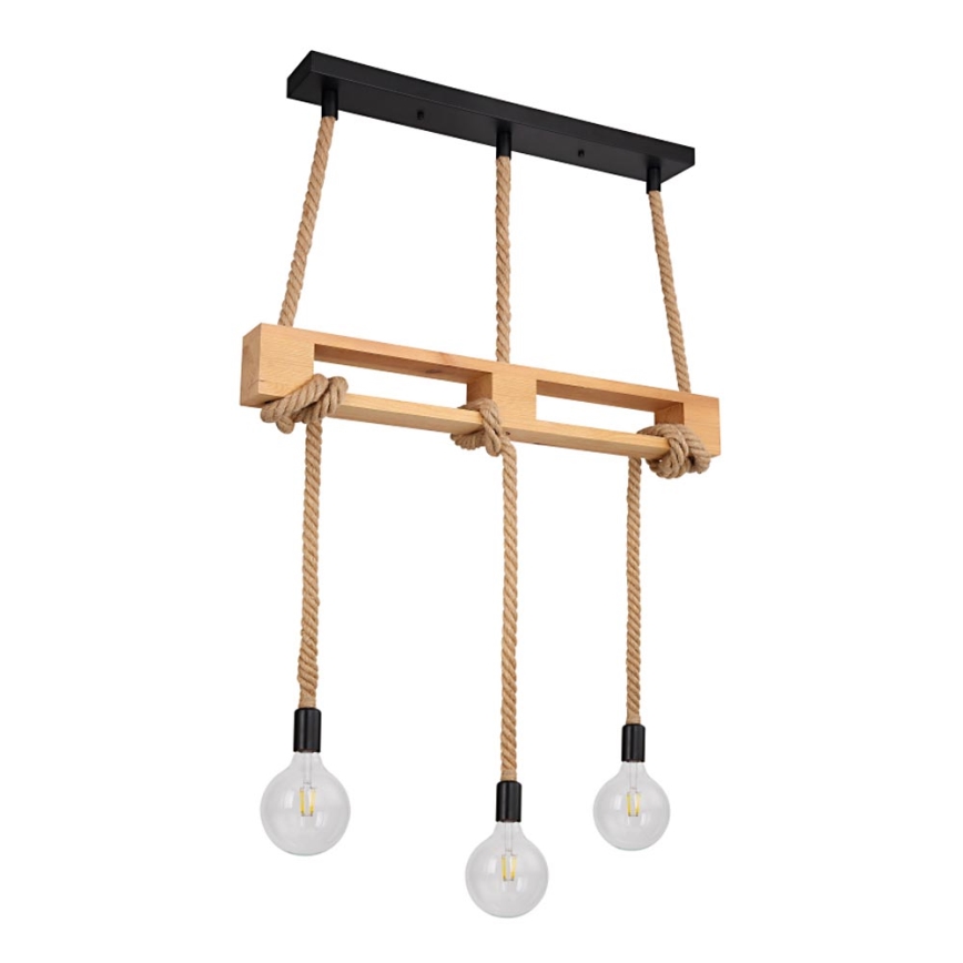 Globo - Candelabro suspenso 3xE27/60W/230V pinho