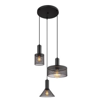Globo - Candelabro suspenso 3xE27/60W/230V preto