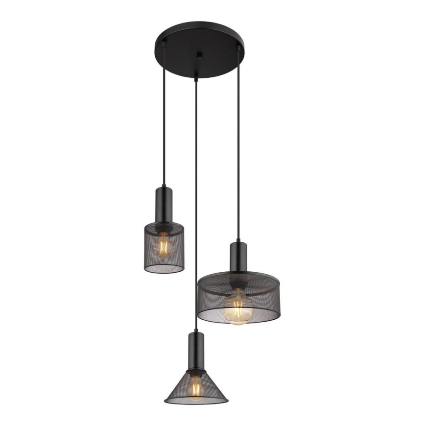 Globo - Candelabro suspenso 3xE27/60W/230V preto
